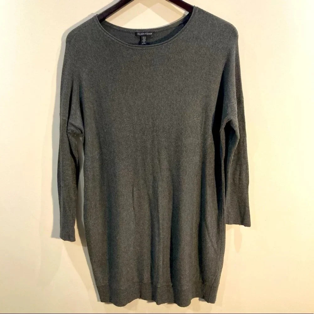 EILEEN FISHER Sz XS Oversized Very Soft Boat Neck Tunic Sweater